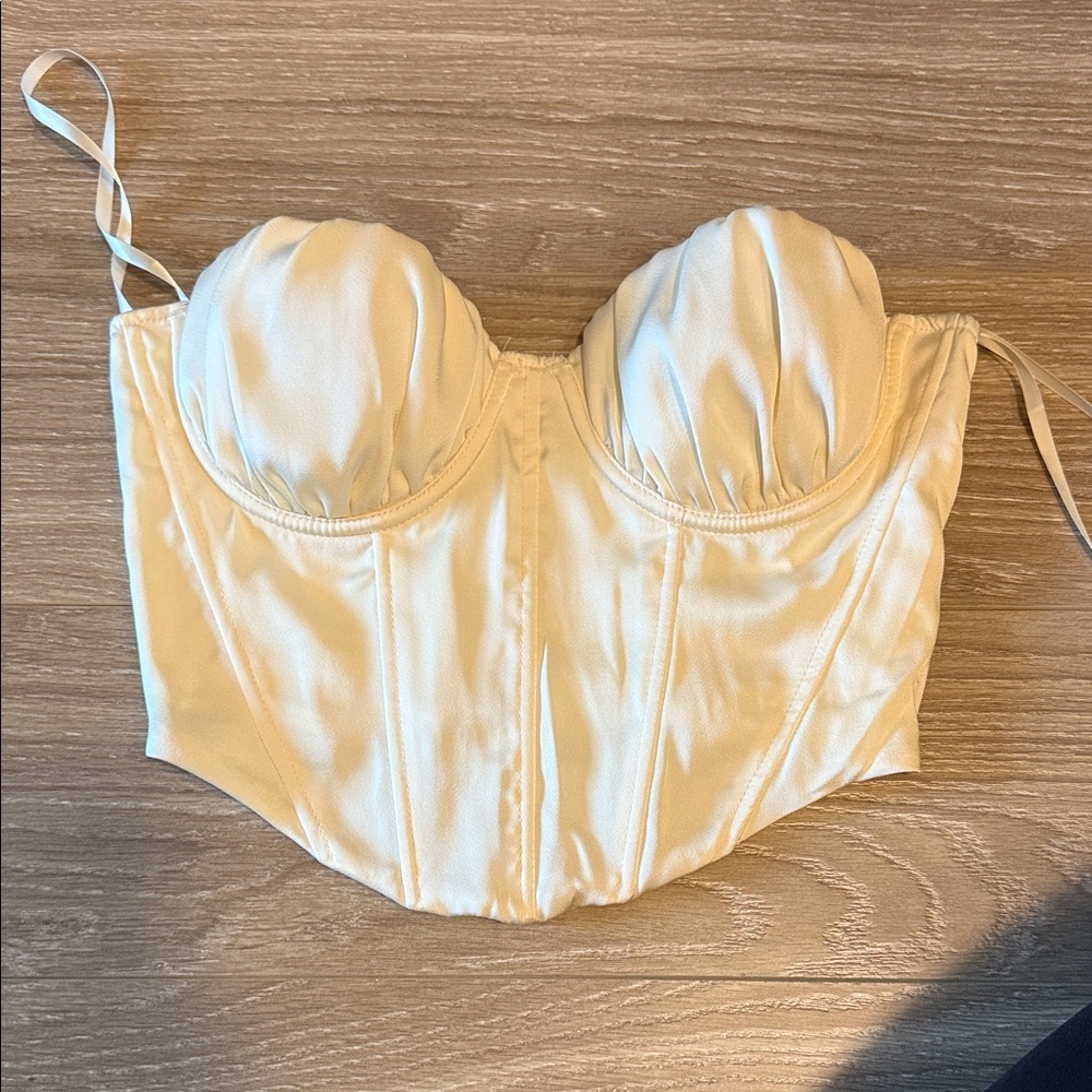 Windsor Cream Satin Crop Top
